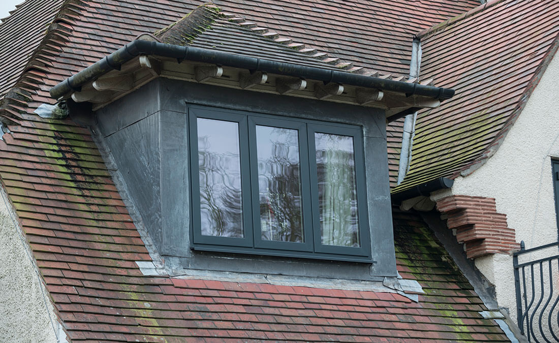 Black aluminium casement windows