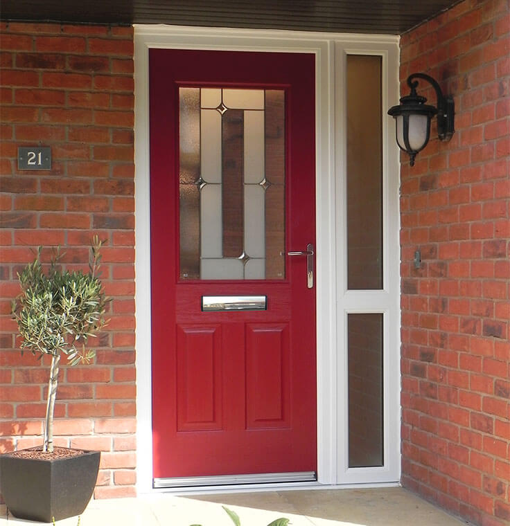 Red composite entrance door