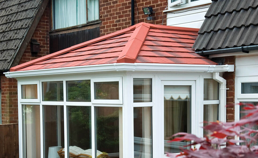 A red tiled conservatory roof
