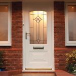 White composite door with large glass pane