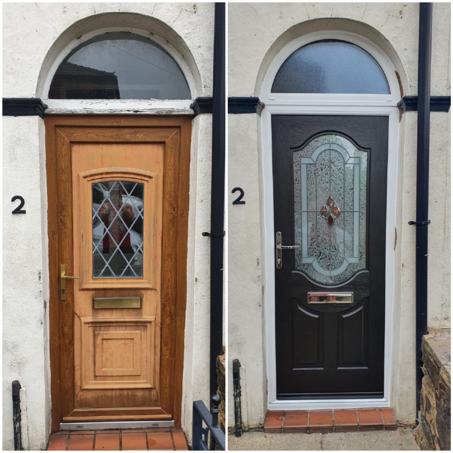 Before and after of a door installation