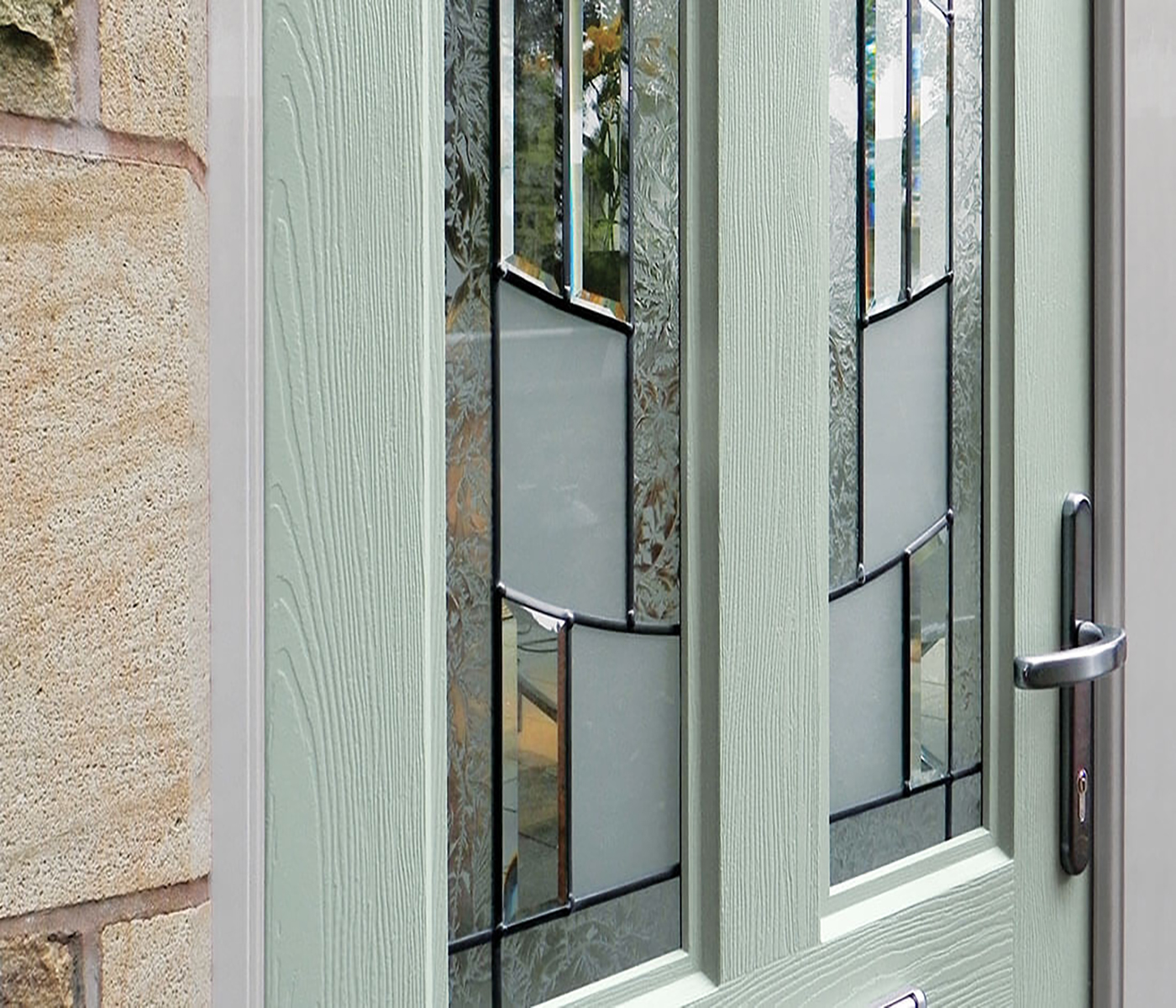 Close up of Chartwell Green composite doors Bolton Close up of Chartwell Green composite doors Bolton - Plan-it Windows